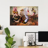 Vrouw trapeze acrobaten in circus poster (Thuiskantoor)