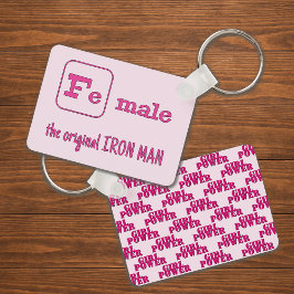 Vrouw triathlon sport grap roze sleutelhanger