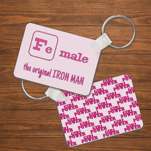 Vrouw triathlon sport grap roze sleutelhanger