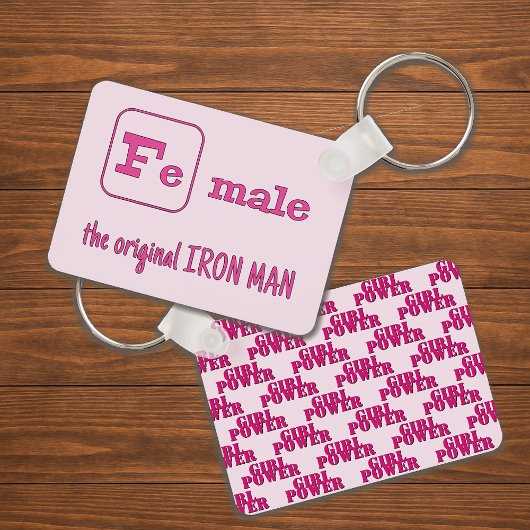 Vrouw triathlon sport grap roze sleutelhanger