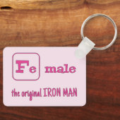 Vrouw triathlon sport grap roze sleutelhanger (Voorkant)