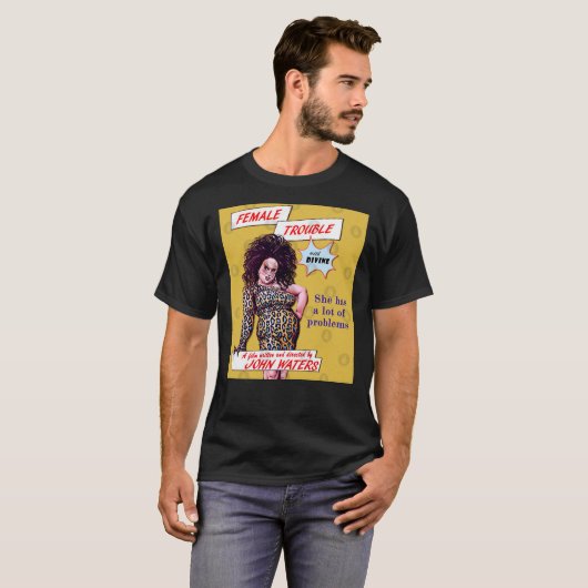 Vrouw Trouble Divine - John Waters Bizarre Cult M T-shirt (Voorkant volledig)