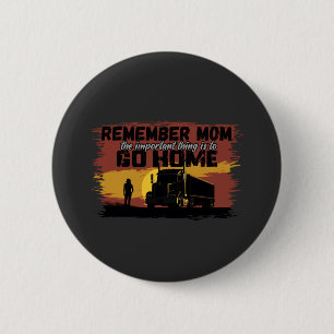 Vrouw Trucker Mom Road Journey Familie Love Design Ronde Button 5,7 Cm