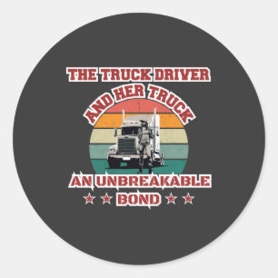 Vrouw Trucker Sterke Road Bond Pride Power Design Ronde Sticker