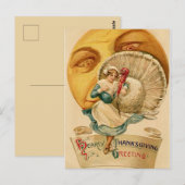  vrouw Turkije en de maan Thanksgiving Briefkaart (Voorkant / Achterkant)