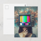  vrouw tv blaast haar geest briefkaart (Voorkant / Achterkant)
