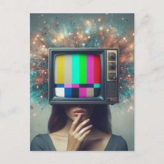  vrouw tv blaast haar geest briefkaart (Voorkant)
