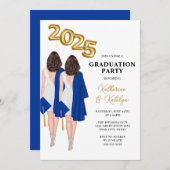 Vrouw Twins Afstudeerfeest Kaart (Voorkant / Achterkant)