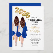 Vrouw Twins afstudeerfeest uitnodiging (Voorkant / Achterkant)
