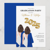 Vrouw Twins Portret Afstudeerfeest Kaart (Voorkant / Achterkant)