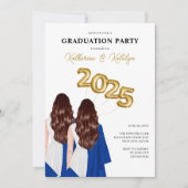 Vrouw Twins Portret Afstudeerfeest Kaart (Voorkant)