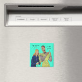 Vrouw Tying Haar Man's Schort Funny Retro Magnet (Insitu (Vaatwasser))