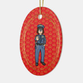 Vrouw U.S. Border Patrol Agent kerstversiering Keramisch Ornament (Links)