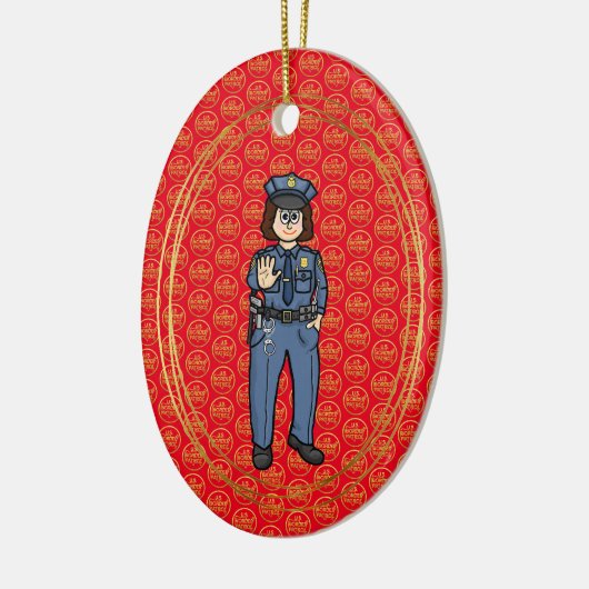 Vrouw U.S. Border Patrol Agent kerstversiering Keramisch Ornament (Links)
