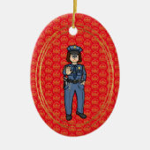 Vrouw U.S. Border Patrol Agent kerstversiering Keramisch Ornament (Voorkant)