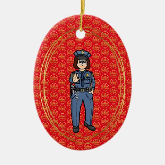 Vrouw U.S. Border Patrol Agent kerstversiering Keramisch Ornament (Voorkant)