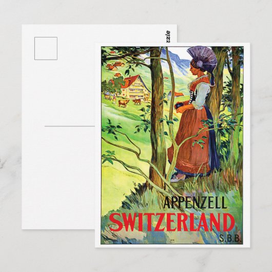 Vrouw uit Appenzell, Zwitserland Briefkaart (Voorkant / Achterkant)