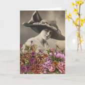  vrouw uit de jaren '20 met grote paasnetten kaart (Gele Bloem)