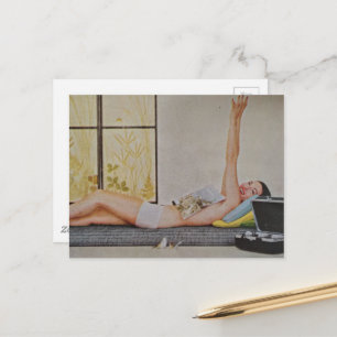 Vrouw uit de jaren 50 1957 afslank advertentie briefkaart