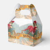 Vrouw uit het Victoriaanse tijdperk rode champagne Bedankdoosjes (Achterkant)