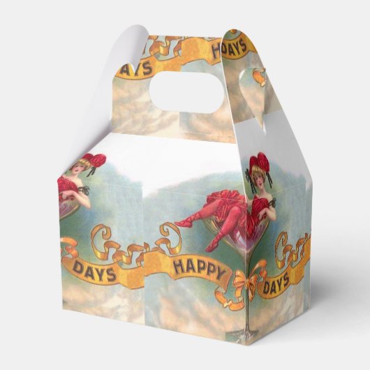 Vrouw uit het Victoriaanse tijdperk rode champagne Bedankdoosjes (Achterkant)