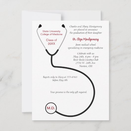 Vrouw - Uitnodiging medische GraduPartij (Achterkant)