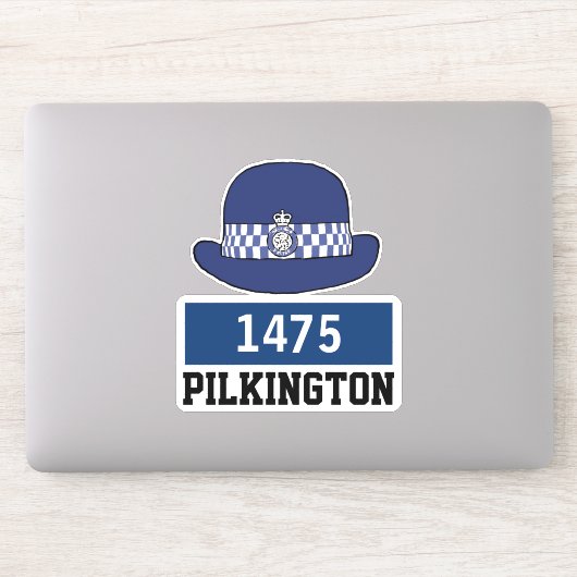 Vrouw UK politieagent pet met naam en nummer Sticker (Computer)