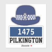 Vrouw UK politieagent pet met naam en nummer Sticker (Vel)