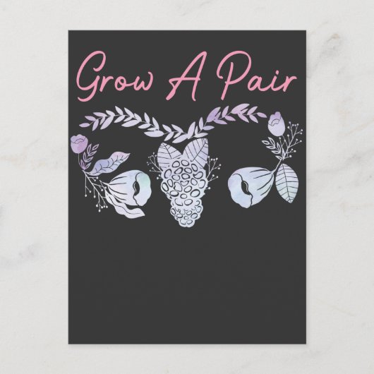 Vrouw Uterus Groeit een bladerbloemovariumfeminist Briefkaart (Voorkant)