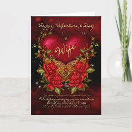Vrouw, Valentijnsdag Kaart met hart en Rozen