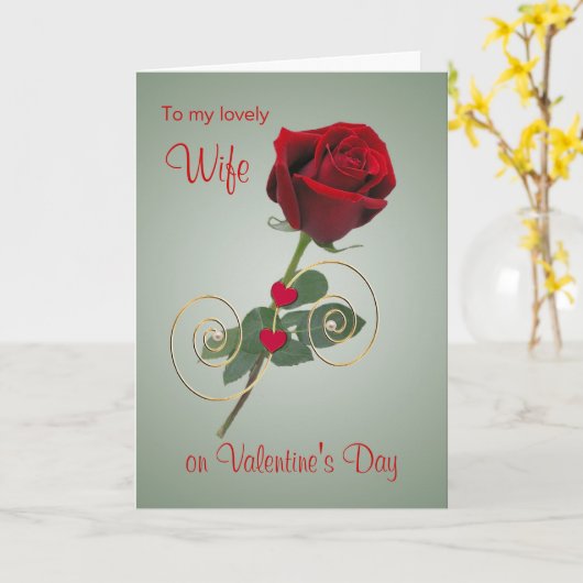 Vrouw Valentijnsdag Red Rose en Hart Kaart (Gele Bloem)
