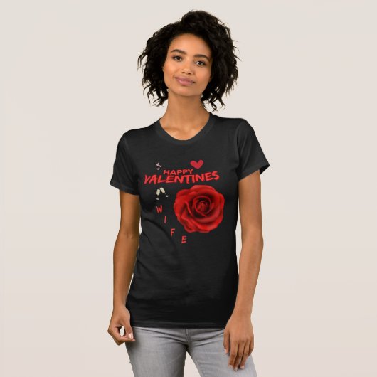 Vrouw-Valentijns's- gift- Gepersonaliseerde Roos T T-shirt (Voorkant volledig)