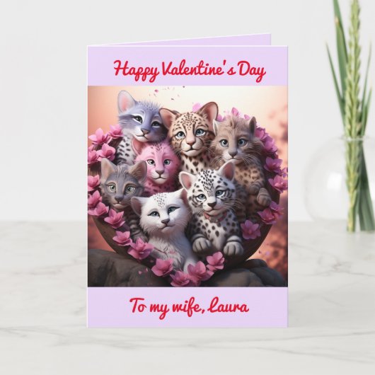 Vrouw Valentijns's Kat Hartkaart Bedankkaart (Voorkant)