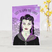 Vrouw Vampier, Romantisch Halloween I BITE Kaart (Gele Bloem)