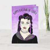 Vrouw Vampire, Romantic Halloween Kaart (Voorkant)