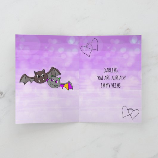 Vrouw Vampire, Romantic Halloween Kaart (Binnen)