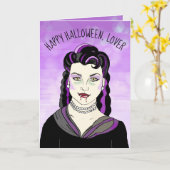 Vrouw Vampire, Romantic Halloween Kaart (Gele Bloem)