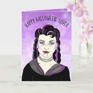 Vrouw Vampire, Romantic Halloween Kaart