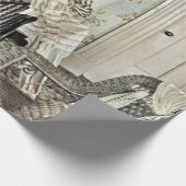 Vrouw van 1890 bij naaimachine Foto geblindeerd Cadeaupapier (Hoek)