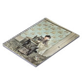 Vrouw van 1890 bij naaimachine Foto geblindeerd Notitieboek (Linkerzijde)