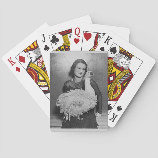 Vrouw van 1930 met Fluffy Swan Pokerkaarten (Achterkant)