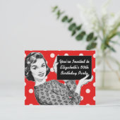 Vrouw van 1950 met gebarentaal op zondag kaart (Staand voorkant)