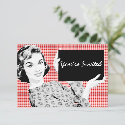 Vrouw van 1950 met gebarentaal V2 Kaart (Staand voorkant)