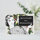 Vrouw van 1950 met kerstteken kaart (Staand voorkant)