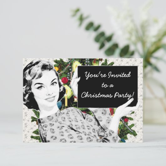 Vrouw van 1950 met kerstteken kaart (Staand voorkant)