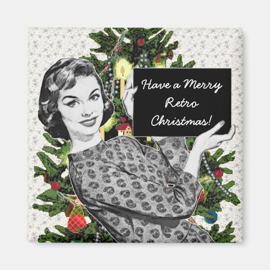 Vrouw van 1950 met kerstteken magneet (Voorkant)
