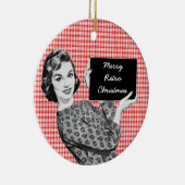Vrouw van 1950 met kerstteken V2 Keramisch Ornament (Rechts)