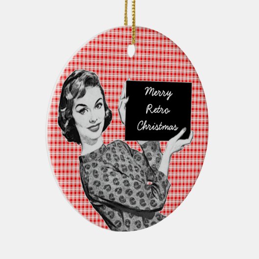 Vrouw van 1950 met kerstteken V2 Keramisch Ornament (Rechts)