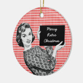 Vrouw van 1950 met kerstteken V2 Keramisch Ornament (Links)