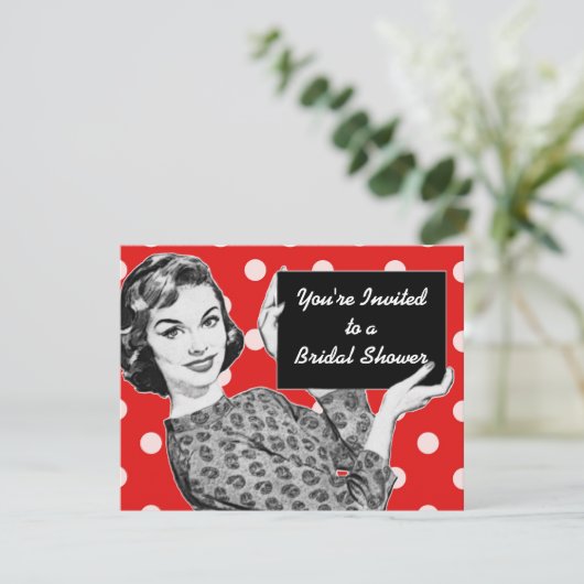 Vrouw van 1950 met Vrijgezellenfeest voor gebarent Kaart (Staand voorkant)